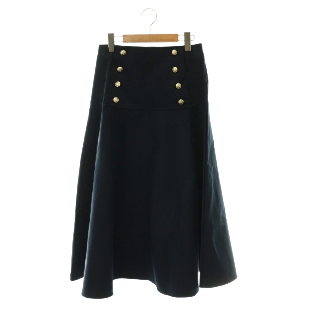 ボーダーズアットバルコニー BORDERS at BALCONY 26SS CHINO SKIRT スカート フレア 金ボタン ロング 38 紺 BD2611-3H-16 /CX ■OS