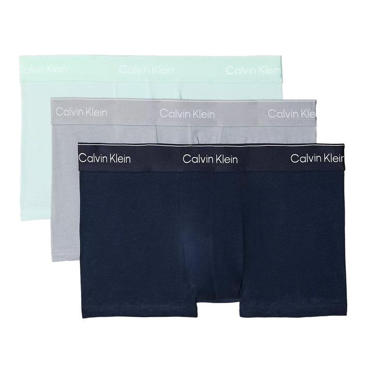 カルバンクライン：ICON COTTON STRETCH ローライズボクサーパンツ 3PK (ショアライン／ミスティグレー／フィール・ザ・ミント)