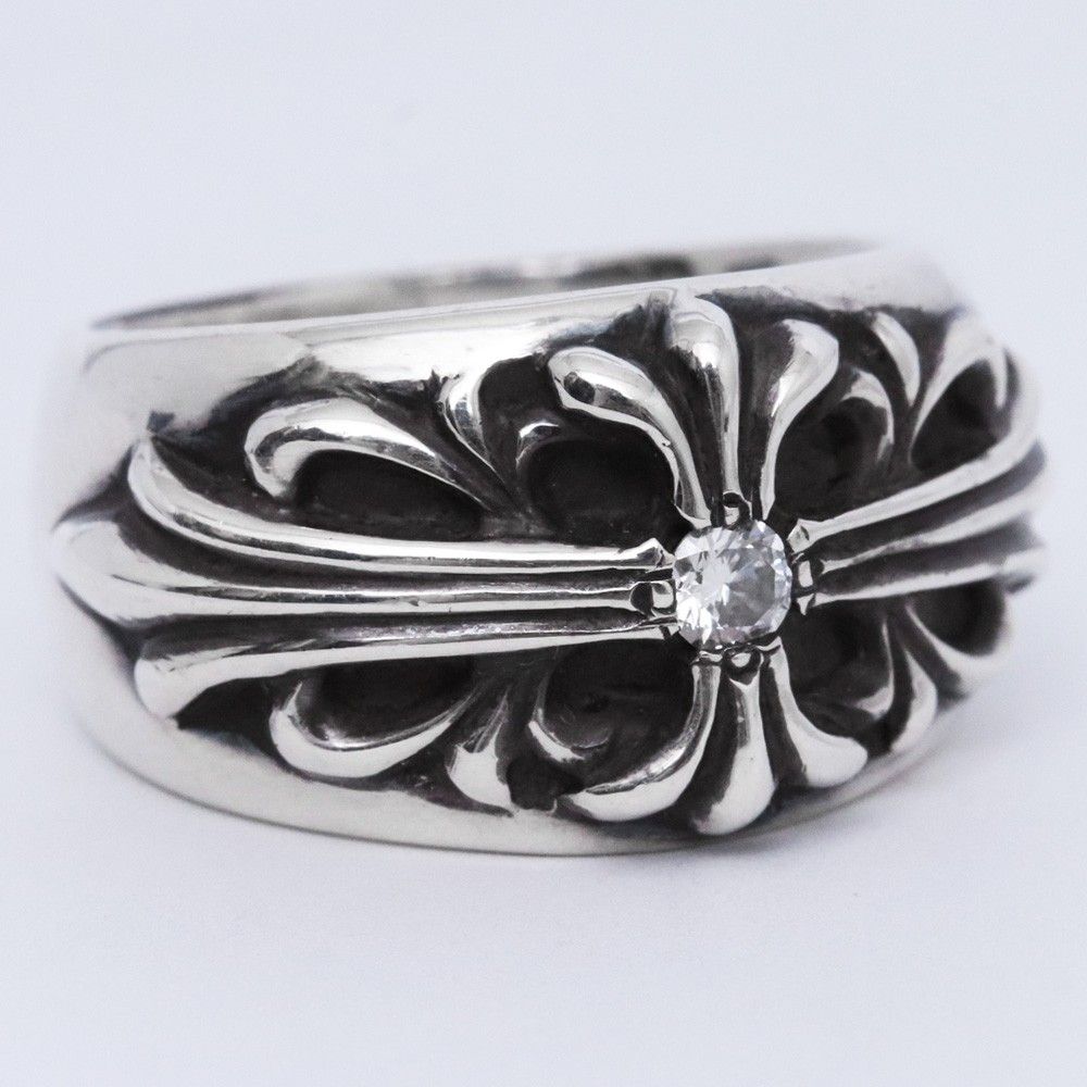 20号 CHROME HEARTS フローラルクロスリング withダイヤモンド