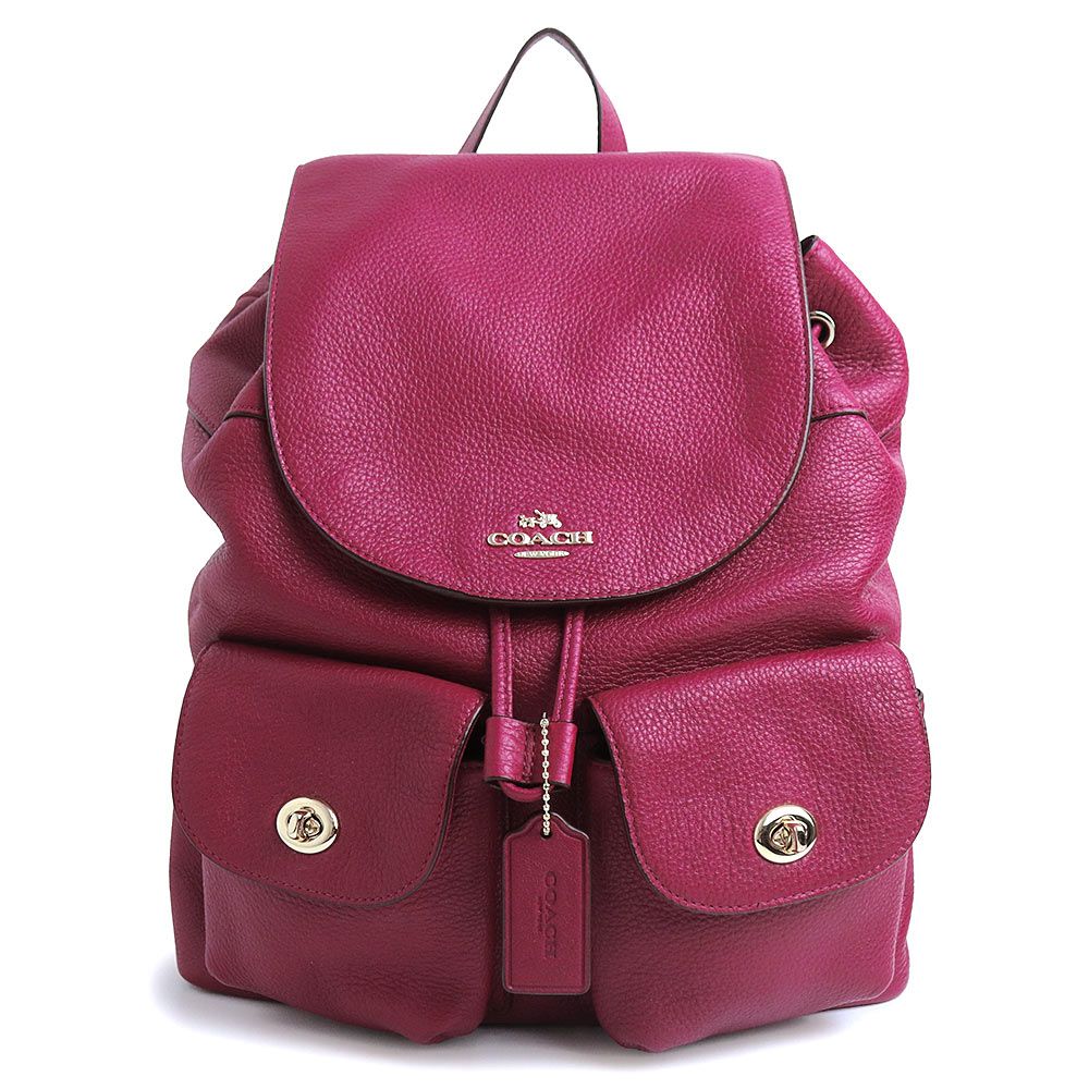 コーチ F37410 BILLIE ビリー ペブルドレザー パープル リュック デイパック バックパック ゴールド金具 COACH（中古）