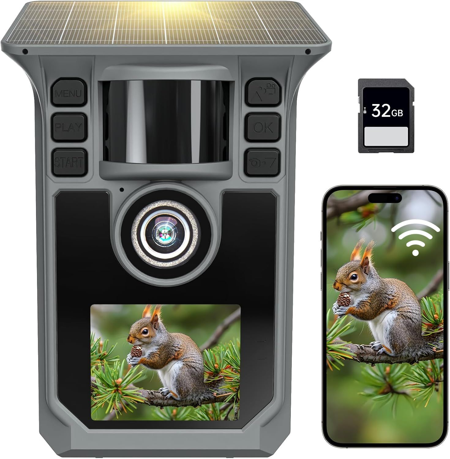FKPCAMトレイルカメラソーラー式 屋外防犯カメラ 赤外線カメラ 野生動物監視カメラ スマホ対応 4K 64MP超 超高速トリガー ソーラーパネール付き 5000mAh充電電池搭載 夜間低輝度光らく 赤外線LED自動検知 人感センサー IP 007a4890