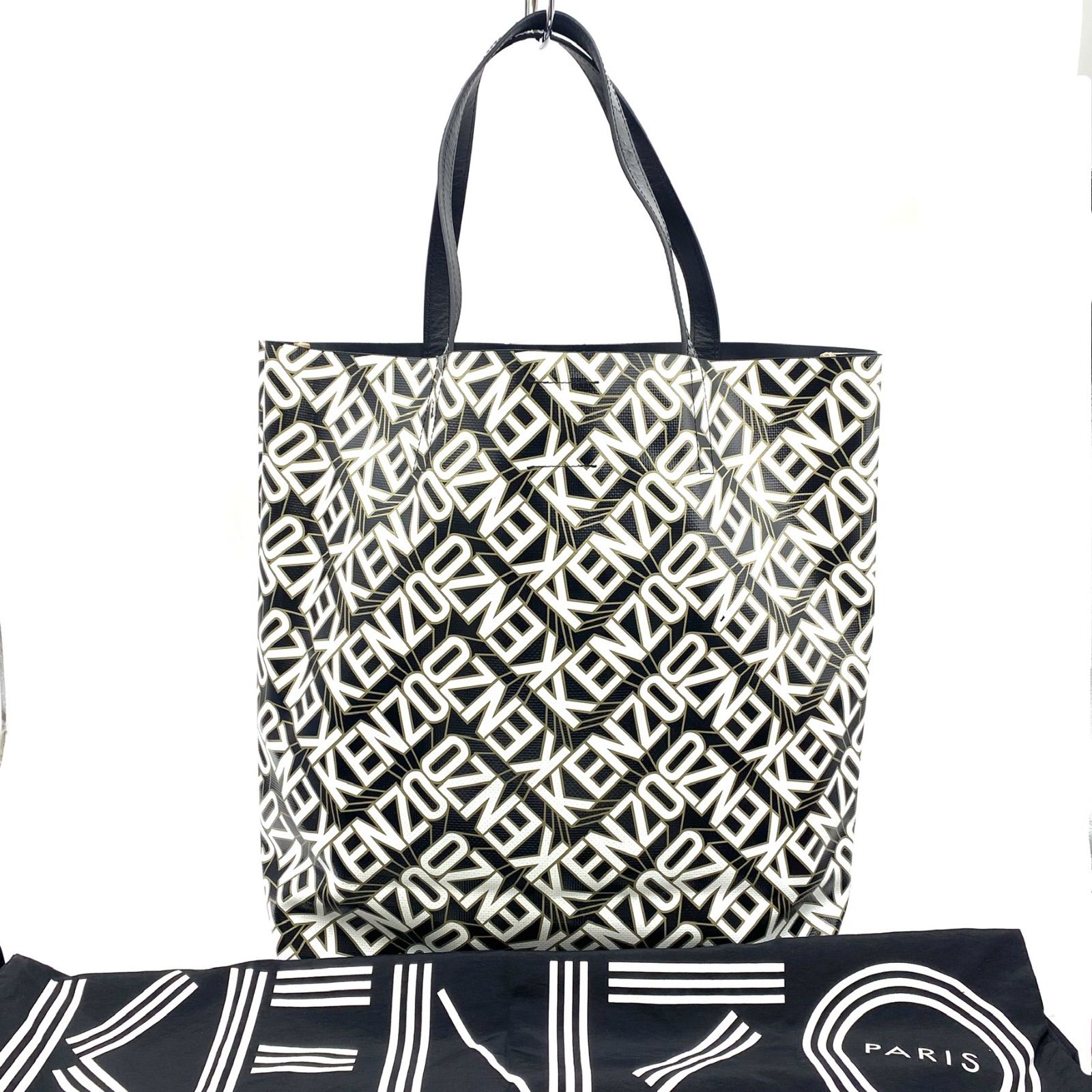 KENZO ケンゾー ロゴ 総柄 モノグラム トートバッグ ハンドバッグ PVC 