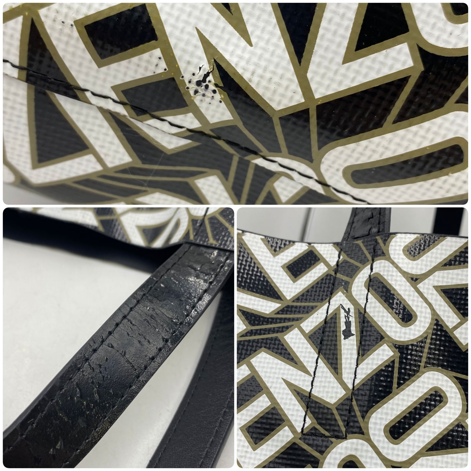 KENZO ケンゾー ロゴ 総柄 モノグラム トートバッグ ハンドバッグ PVC 