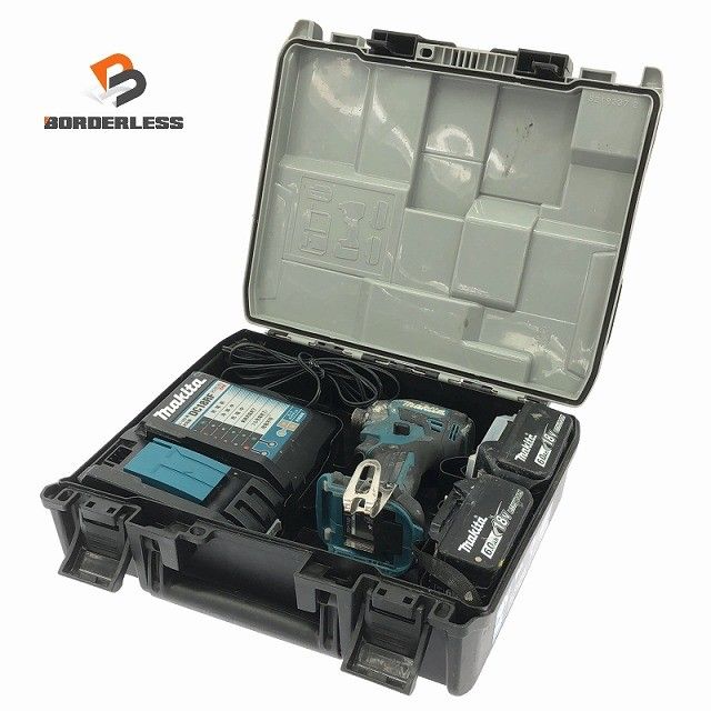 ☆中古品☆makita マキタ 18V 充電式インパクトドライバー TD173DRGX 青/ブルー バッテリ2個(6.0Ah) 充電器 ケース付 コードレス128859