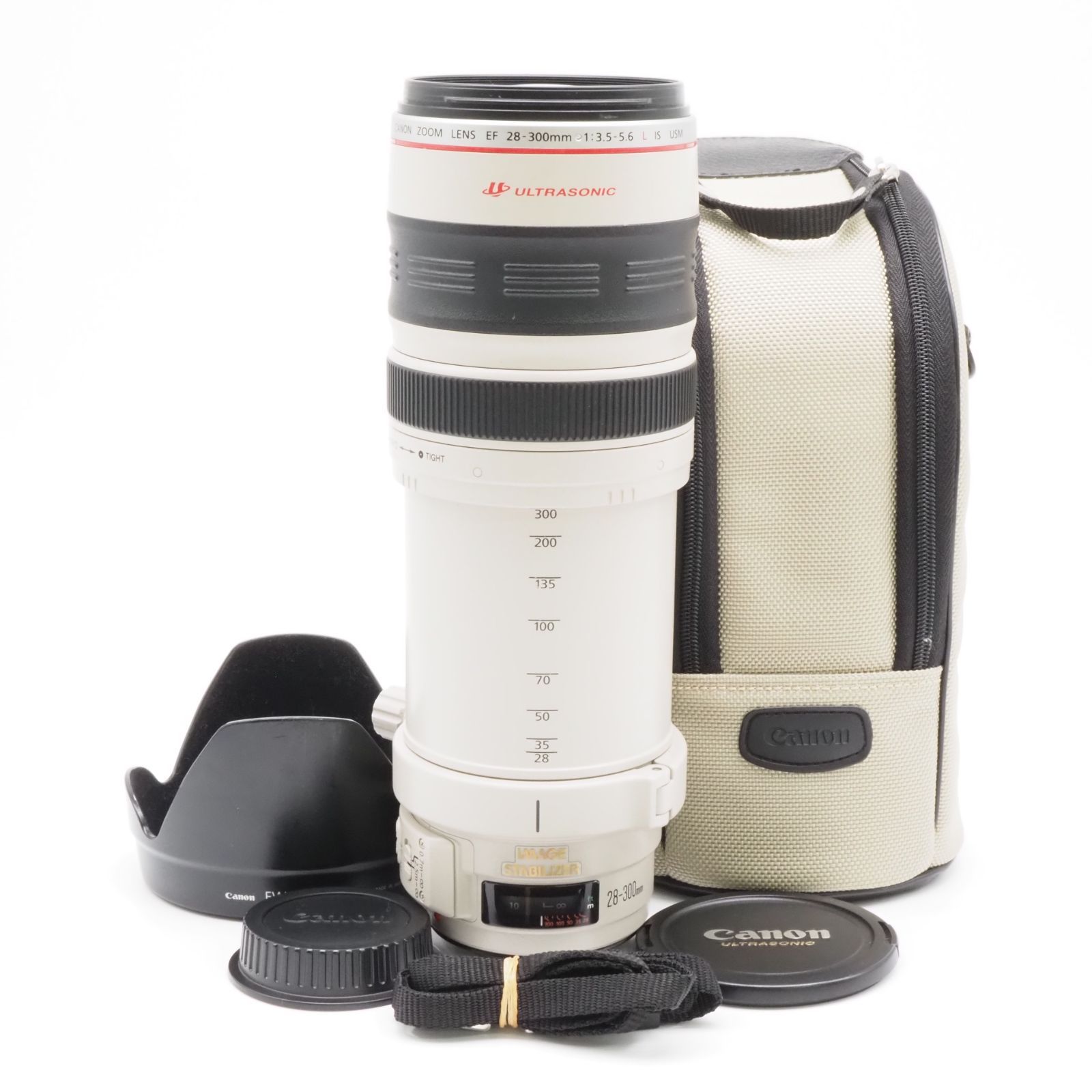 バッグ、フード付き！前玉にチリ・ほこりの混入がありますが■美品■ CANON EF 28-300mm F3.5-5.6L IS USM フルサイズ対応