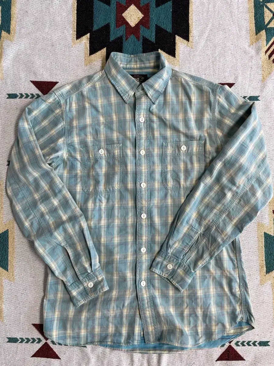 RRL フェイディド ブルー CHECK シャツ (M)