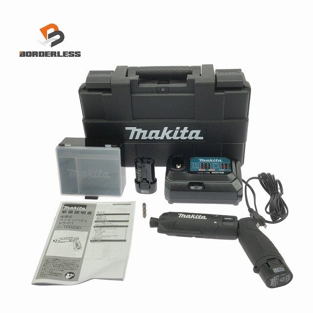 ☆未使用品☆makita マキタ 7.2V 充電式ペンインパクトドライバー TD023DSHXB 黒/ブラック バッテリ2個(1.5Ah) 充電器 ケース付128975