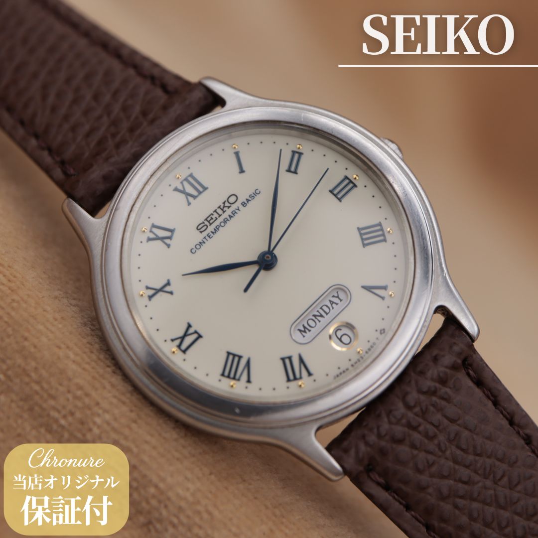 セイコー スピリット 5H23-6C00 SEIKO CONTEMPORARY BASIC SPIRIT クォーツ デイデイトローマン 33.5mm 1988年製 電池交換済 【6ヶ月保証】 CH501