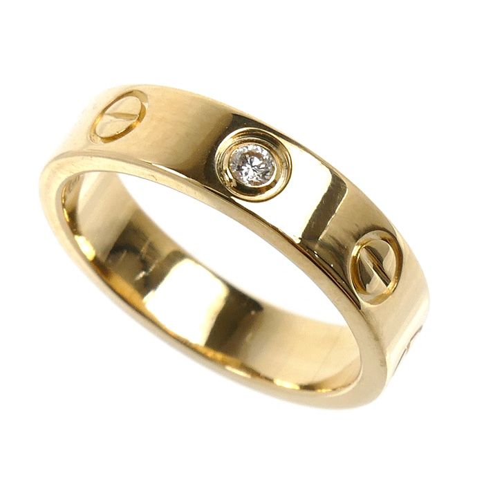 CARTIER カルティエ K18YG イエローゴールド ミニラブ 1Pダイヤ リング・指輪 B4056146 ダイヤモンド 6号 46 4.0g レディース 中古 美品