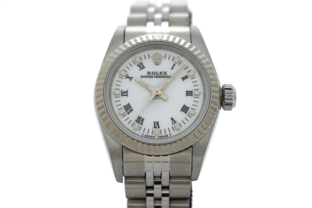 ROLEX ロレックス オイスター パーペチュアル 67194 ホワイト ステンレススチール/K18ホワイトゴールド レディース 自動巻き 2148104048820 【200】【中古】