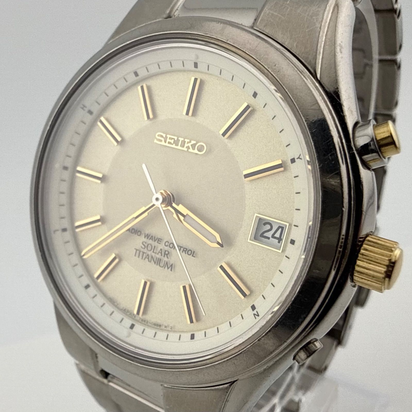 SEIKO 7B42-0AN0 セイコー TITANIUM チタニウム メンズ 腕時計 電波ソーラー 稼働品 【K422】