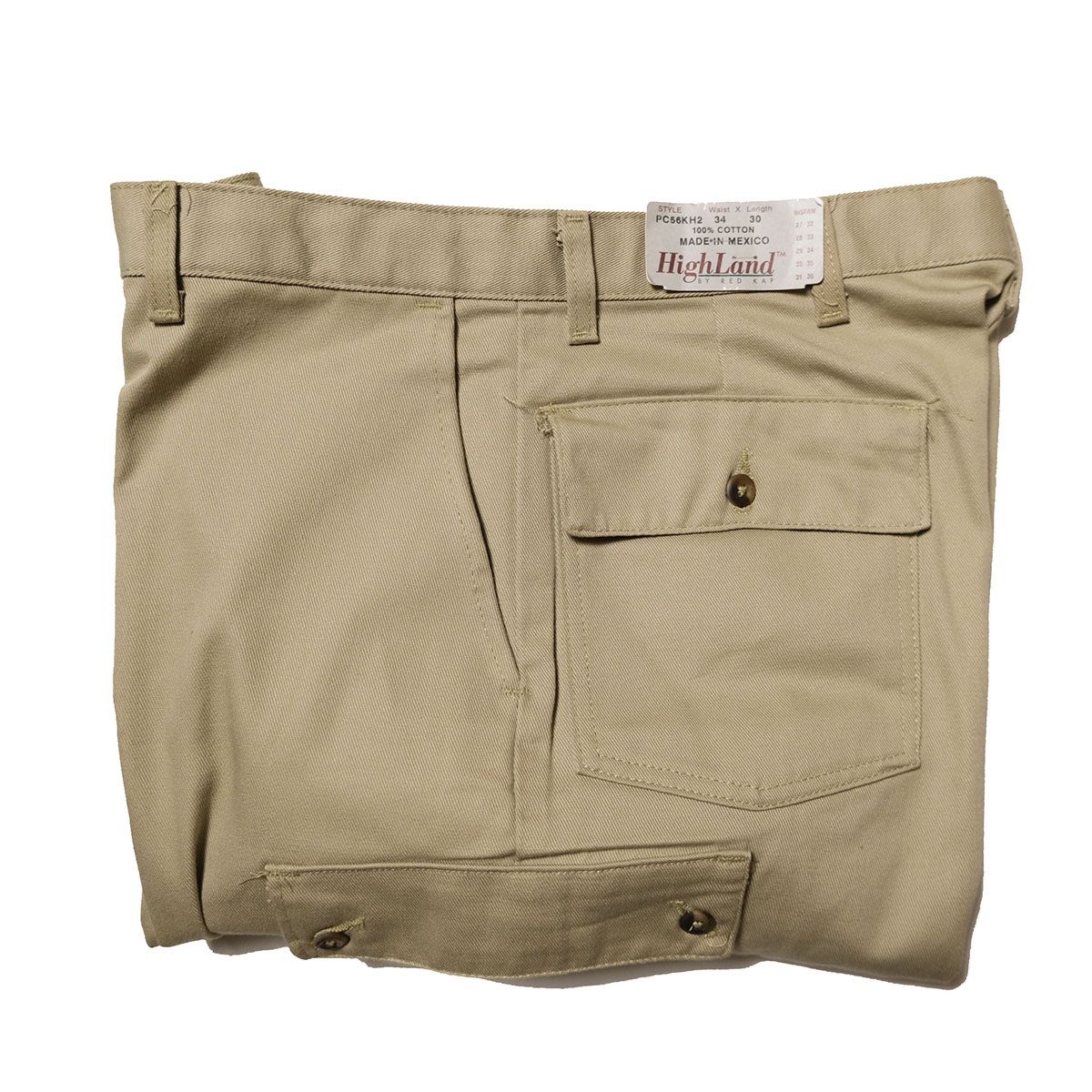 デッドストック 90's メキシコ製 レッドキャップ カーゴポケット ワークパンツ (34×30) カーキ 90年代 オールド 未使用 HighLand RED KAP アメリカ古着 USED ビンテージ ヴィンテージ