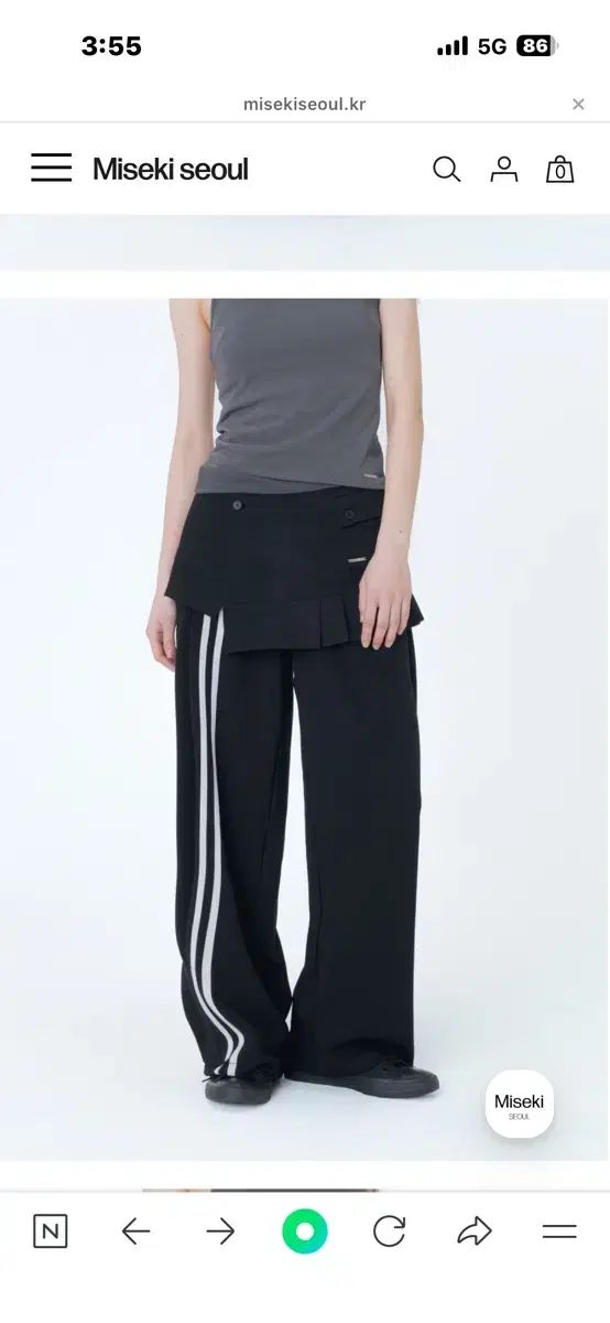 ミセキSEOUL Track pleats skirt pants SET BLACK