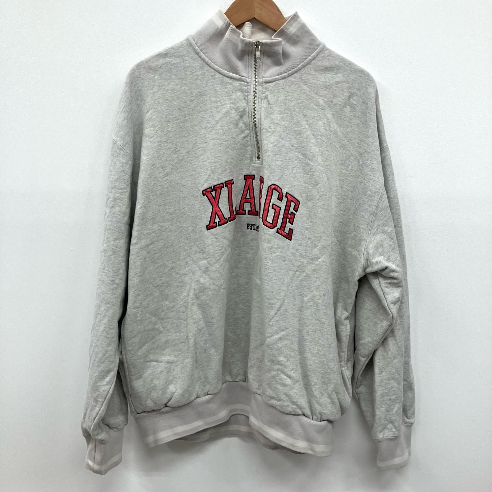 【イオン広店】 中古 X-LARGE | エクストララージ スウェット STRIPED RIB HALF ZIP SWEAT 101241012008 グレー サイズ：XL 【103】