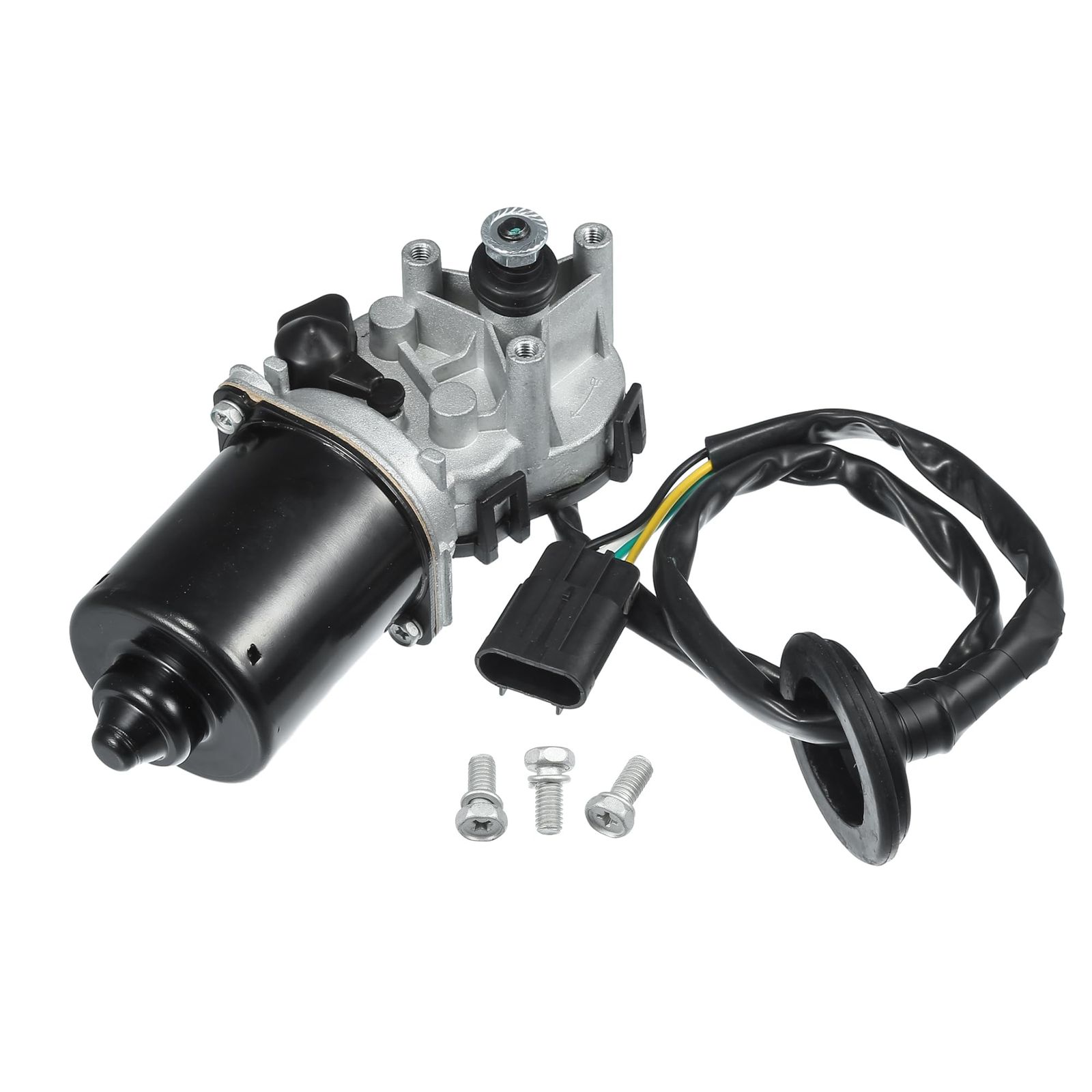 新品 Motoforti ウインドシールドワイパーモーター、フロントワイパーモーター、Chevyに対応コロ ラド2004-2012用、メタル、ブラ ックシルバートーン