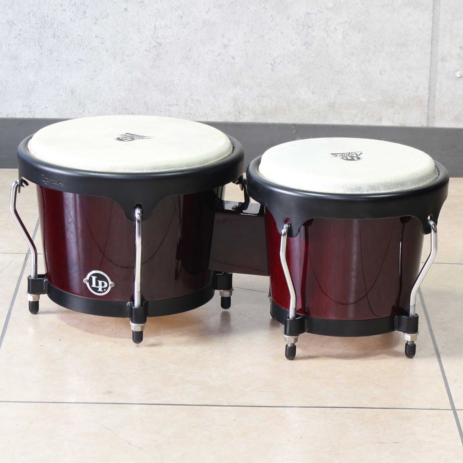 中古 LP LPA601 LP Aspire Wood Bongos Black Hardware Red Wood