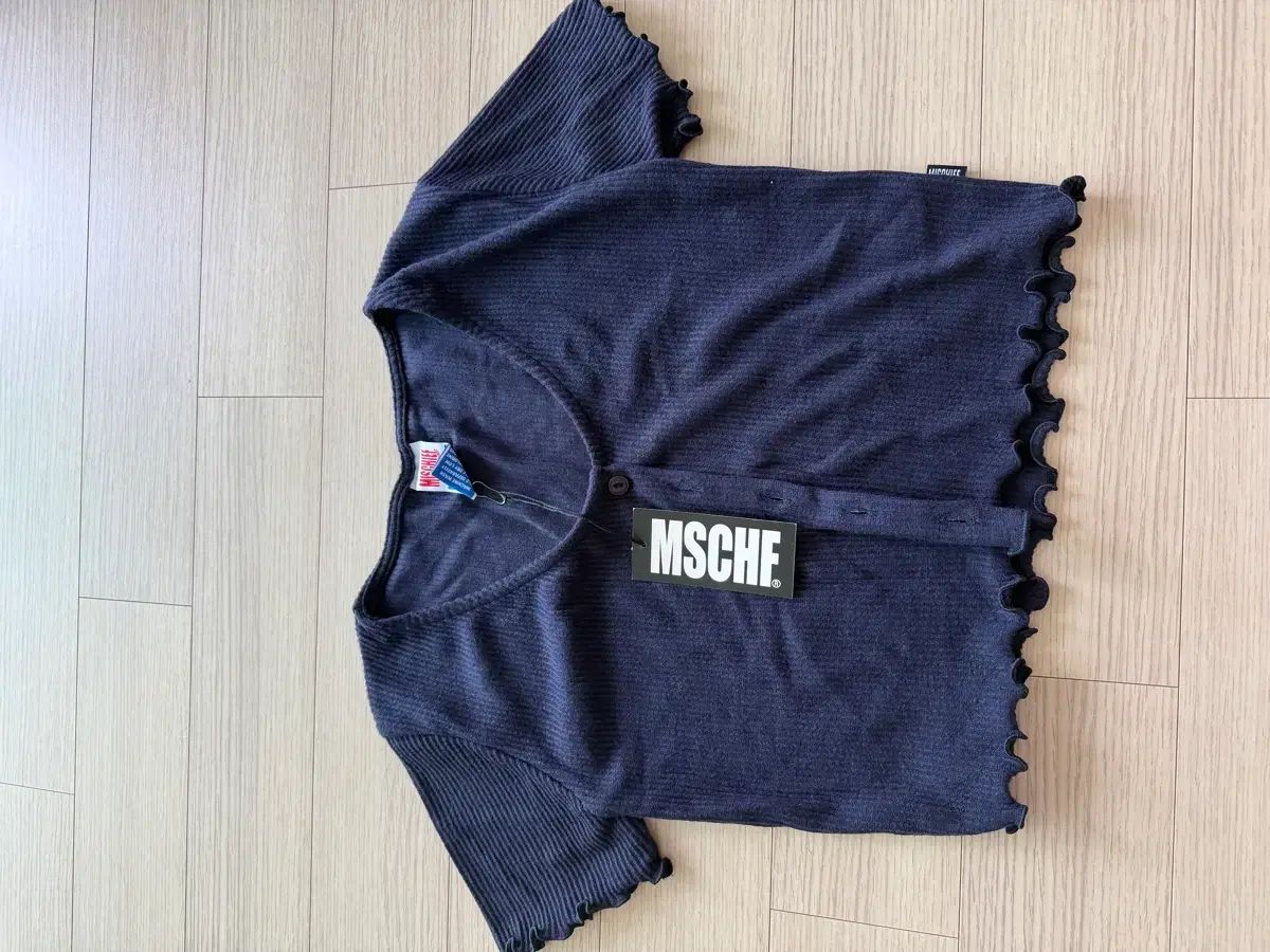 MSCHF マッシュフ フリルニットカーディガン ネイビー