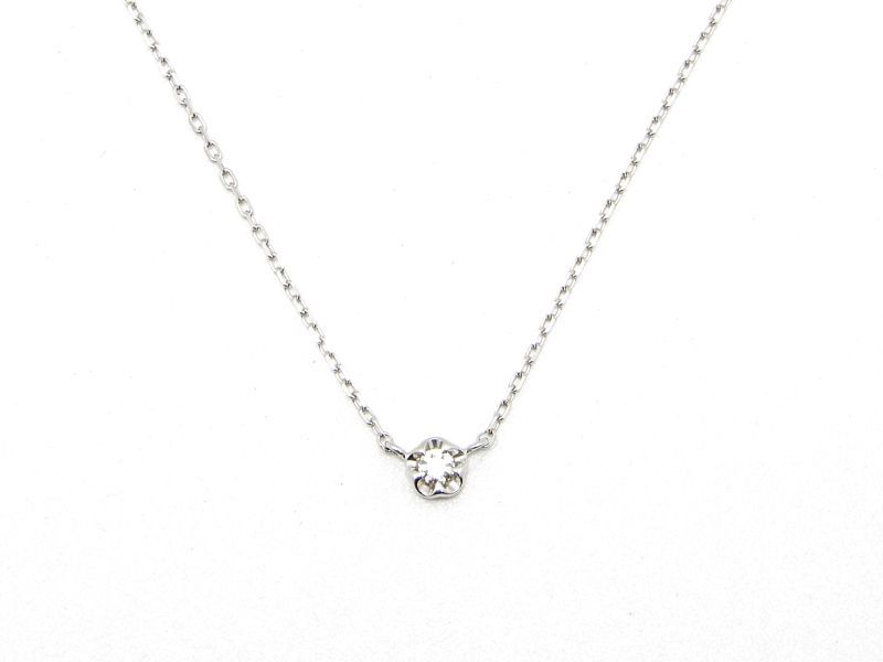 JEWELRY ジュエリー 貴金属･宝石 ネックレス DIAMOND SHIRAISHI ダイヤモンド 0.033ct K18ホワイトゴールド レディース 2141300467143 【中古】【432】