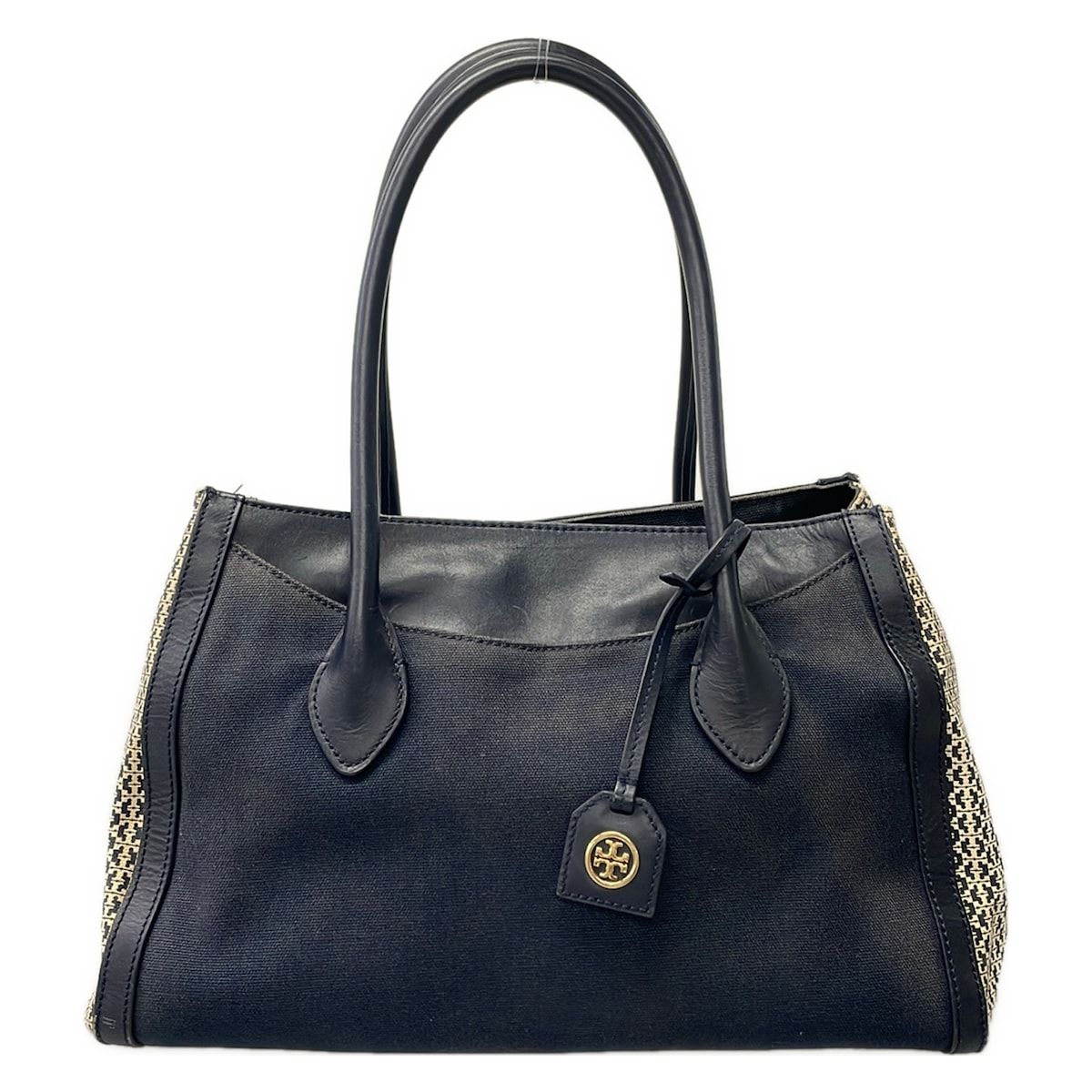 TORY BURCH(トリーバーチ) トートバッグ - ダークネイビー×アイボリー 