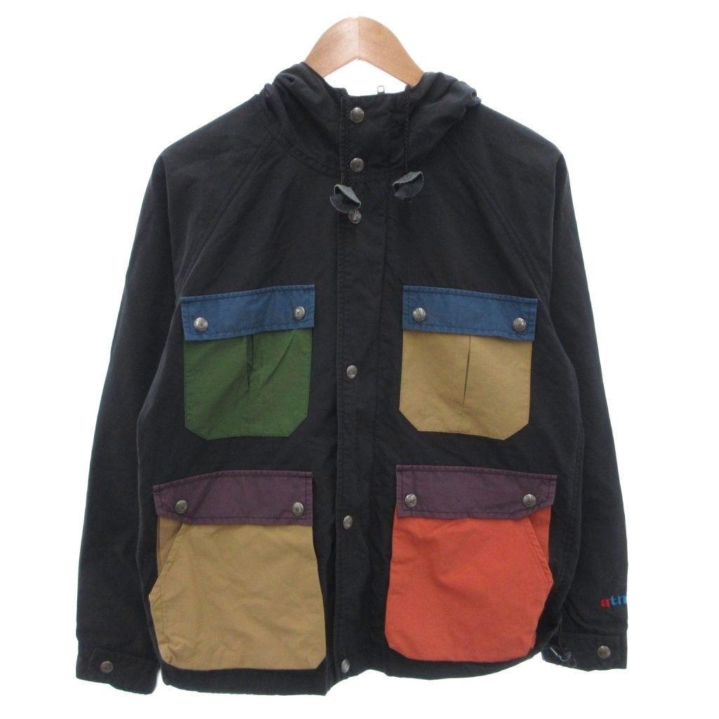 シェラデザイン SIERRA DESIGNS ジャケット ブルゾン スナップボタン フード S 黒 ブラック /FF ■GY06