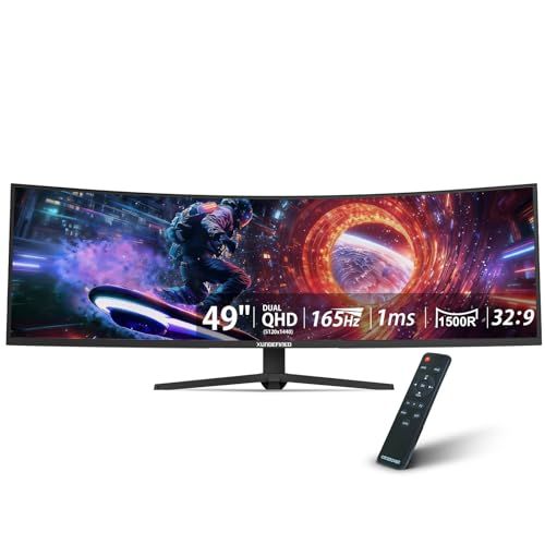 XUNDEFINED 49インチ ゲーミングモニター 165Hz 湾曲ウルトラワイドモニター DQHD 5120x1440 1500R曲面 VAパネル 非光沢 HDR400 3000:1コントラスト 120%sRGB FreeSync PIP 621c2b9f