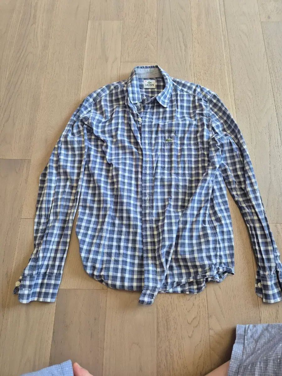 LACOSTE ラコステ ブルー CHECKED 長袖 シャツ