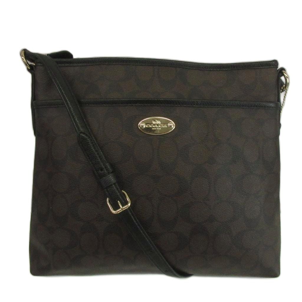 コーチ COACH ショルダーバッグ PVC レザー シグネチャー ロゴプレート 茶色 ブラウン F34938 /XZ ■GY18