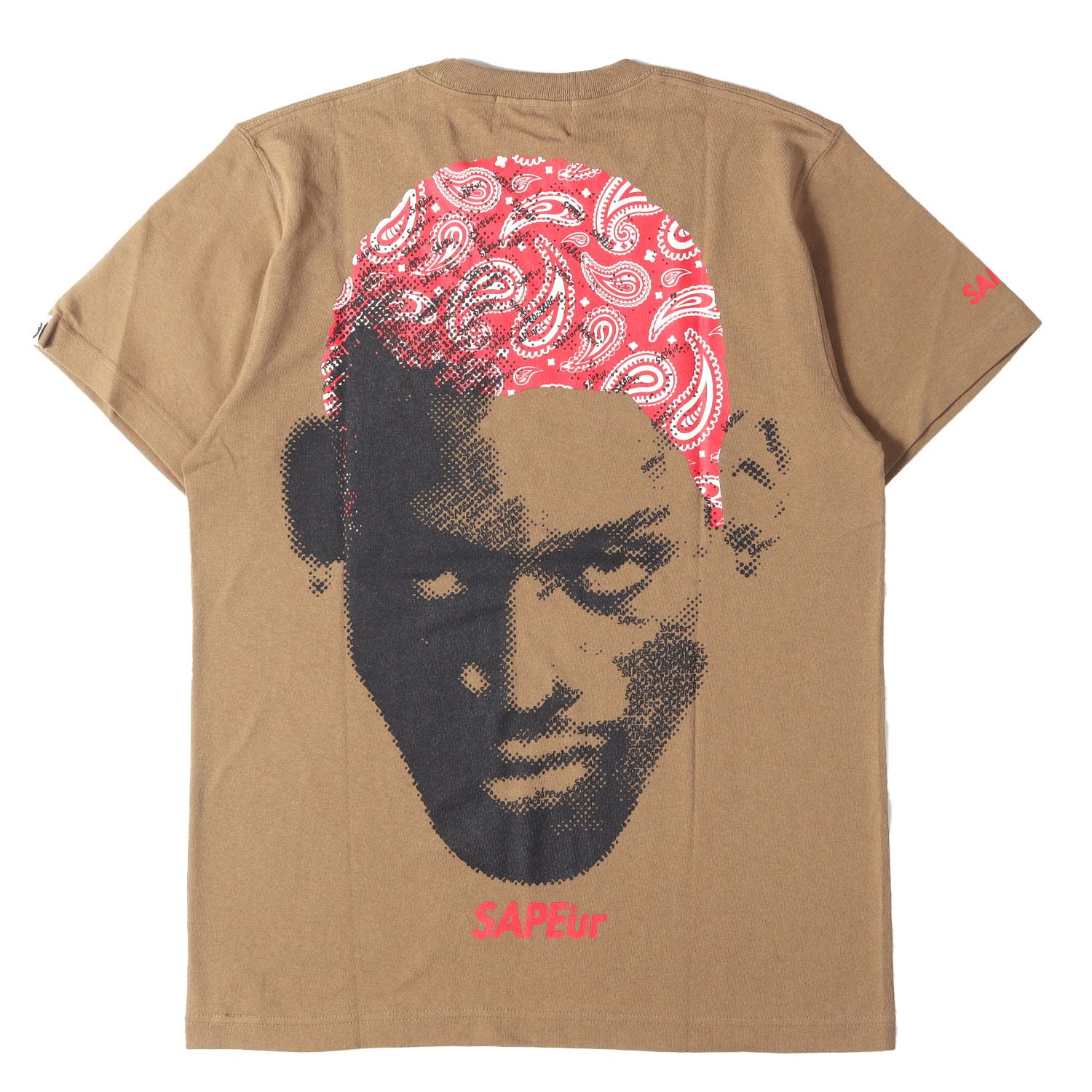 【新品】A Elegantes SAPEur サプール Tシャツ ブラウン 茶 サイズ:M | バンダナ柄 デニス・ロッドマン Tシャツ | 半袖 ショート ハーフ スリーブ カットソー【メンズ】