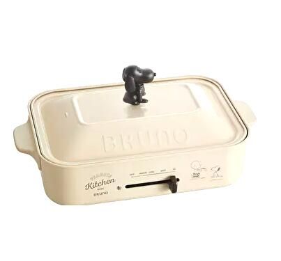 再利用【BRUNO(ブルーノ) 】コンパクト ホットプレート スヌーピー PEANUTS コラボ プレート3種(たこ焼き×平面×マルチ) ホワイト BOE070-ECRU