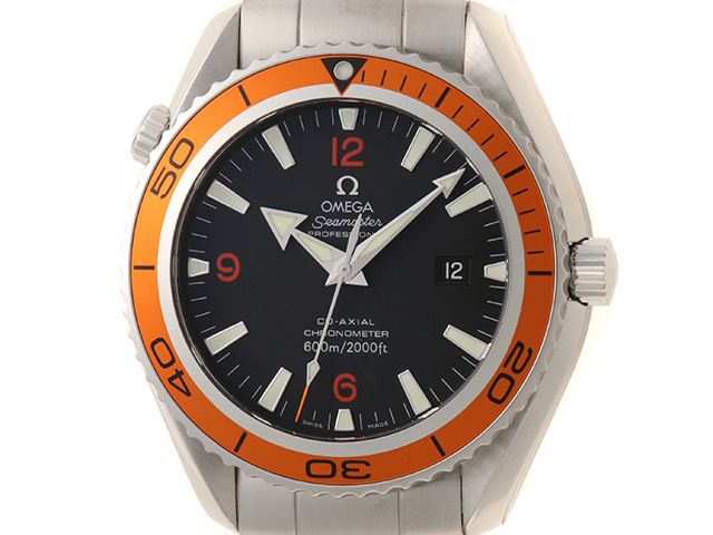 OMEGA オメガ ウォッチ シーマスター プラネットオーシャン600M 時計 2208.50.00 腕時計 ステンレススチール オレンジ 自動巻き ブラック文字盤 メンズ【中古】