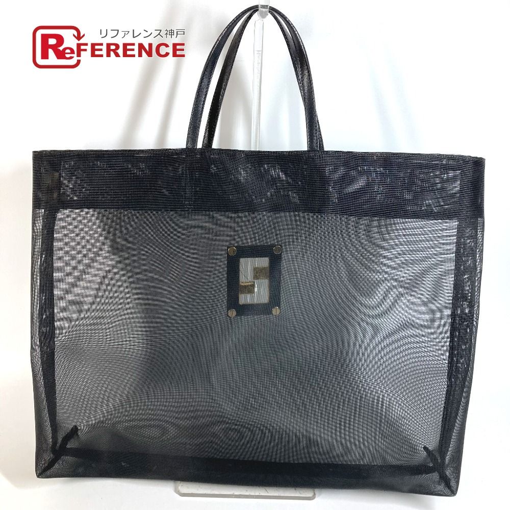 FENDI フェンディ ハンドバッグ FF ロゴ メッシュ メッシュ/レザー ブラック