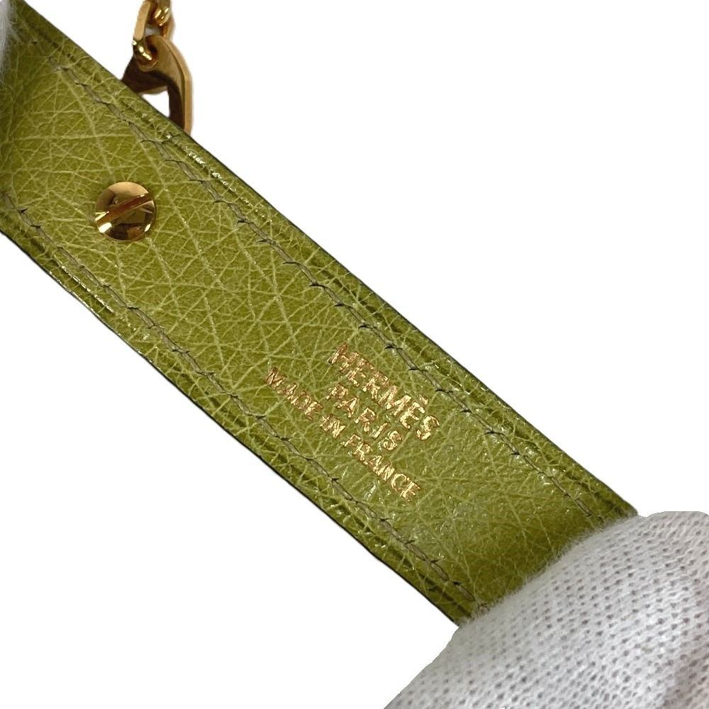 HERMES エルメス グローブホルダー チェーン オーストリッチ グリーン 