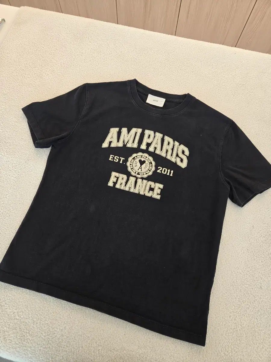 アミ パリ ブラック ロゴ 半袖 Tシャツ M