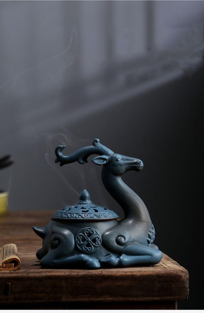 福鹿 香炉 陶磁器 装飾品 工芸品 美術品 置物