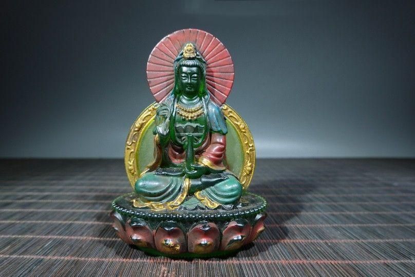 色絵瑠璃両面蓮観音坐像