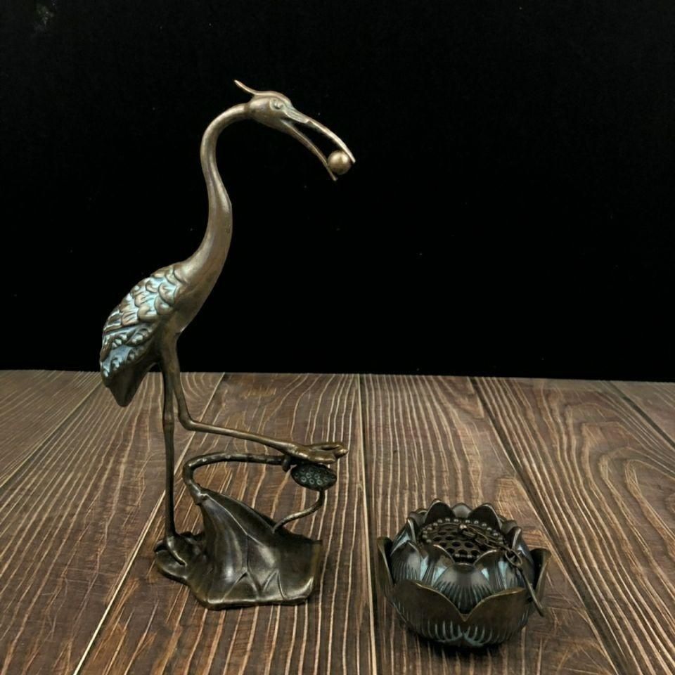 鶴の蓮華炉 香炉 香道具 工芸品 美術品 置物 春夏新作鶴の蓮華炉 香炉 香道具 工芸品 美術品 置物おすすめ通販