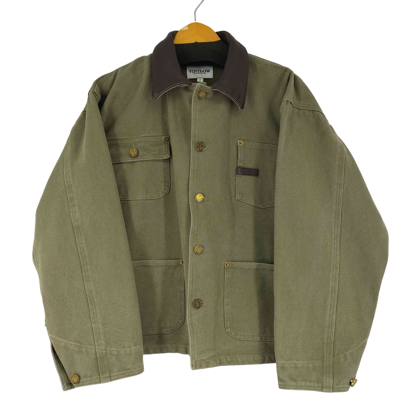 ユーズドフルギ USED古着 VINTLOW 襟レザー duck jacket メンズ JPN：2