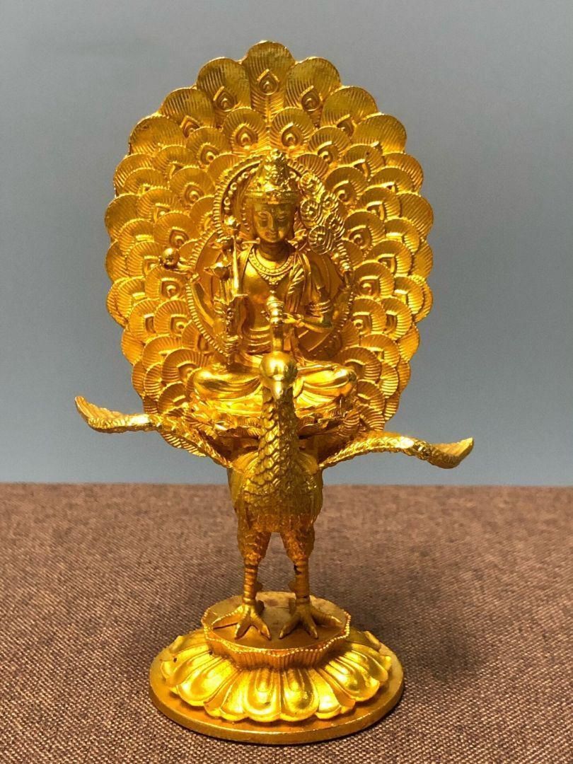 孔雀明王仏像 工芸品 美術品 置物