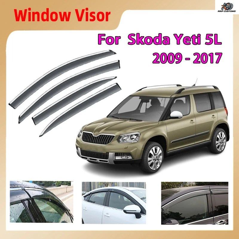 車のサイドウィンドウバイザーパーツ SKODA YETI 5L 2009~2017 フロントガラスサンレインディフレクターオーニングアイブロウガードパーツ