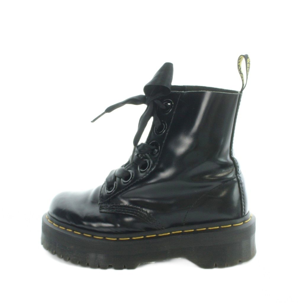 ドクターマーチン DR.MARTENS PA004 厚底 ショートブーツ リボン レザー UK6 25cm 黒 ブラック ■GY40 /MQ