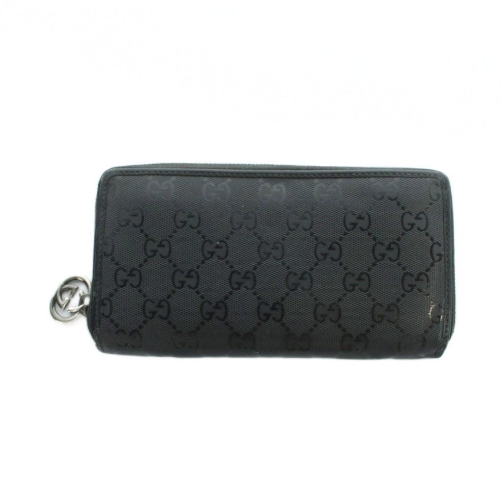 グッチ GUCCI 212110 496334 長財布 ウォレット ロゴ キャンバス 黒 ブラック ■GY18 /MQ ■OH