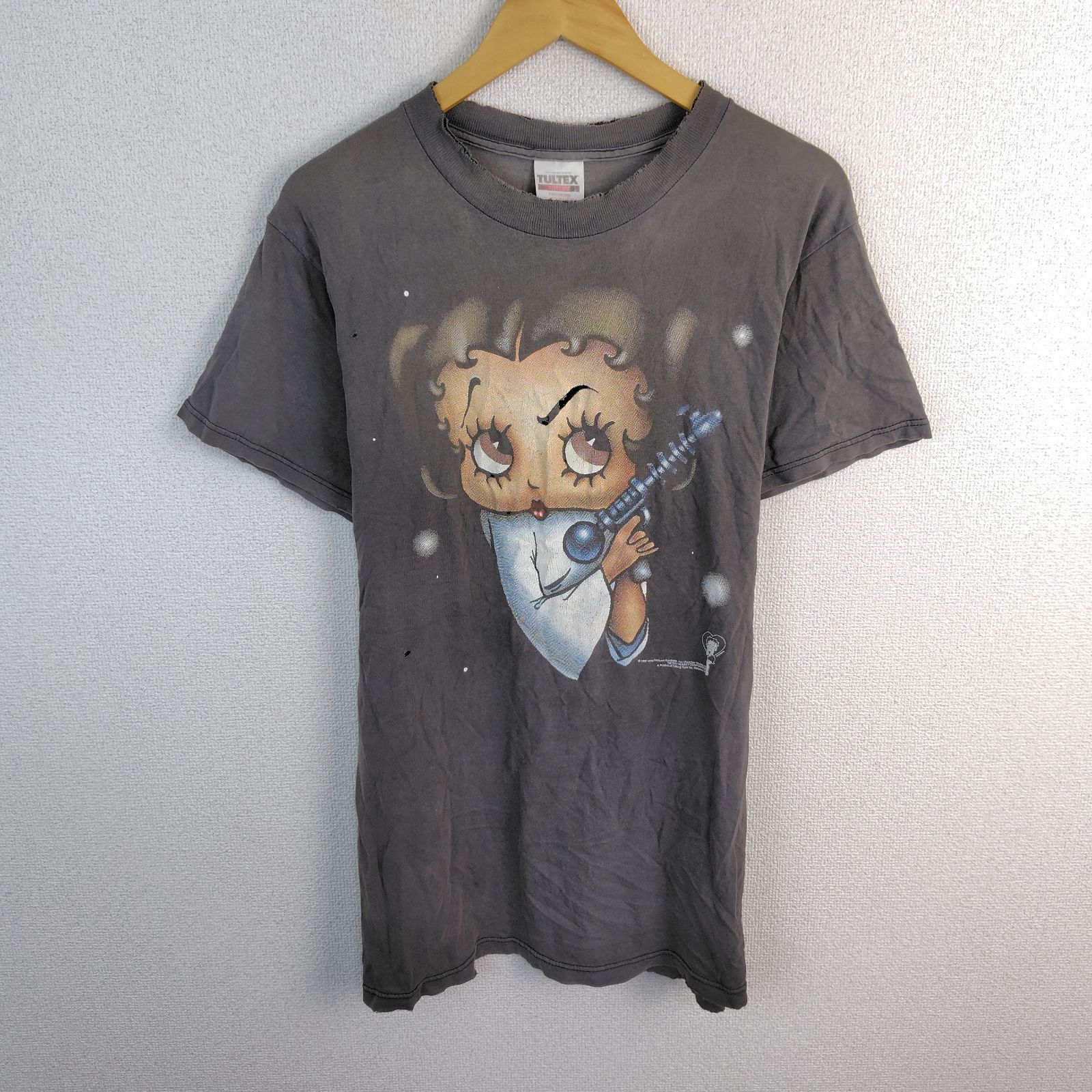 激レア　TULTEX タルテックス ベティ・ブープ キャラクターTシャツ ベティちゃん フェードブラック M メンズ 古着 ストリート グランジ　アメカジ