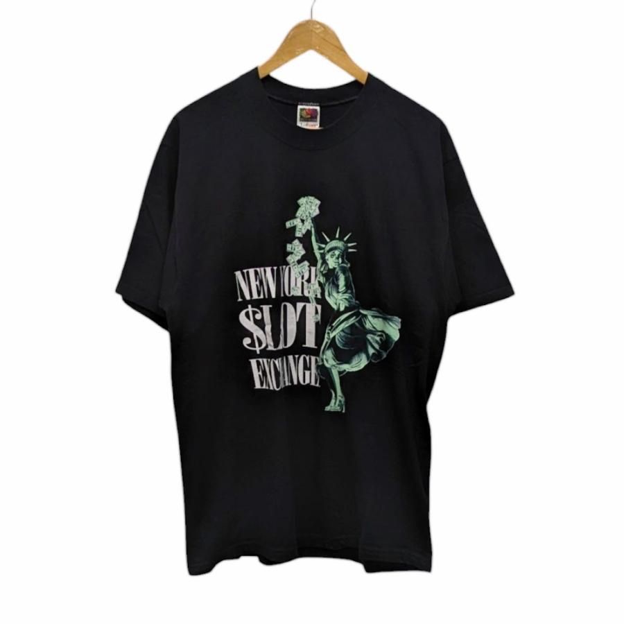 33 90s〜00s FRUIT OF THE LOOM フルーツオブザルーム NEW YORK Tシャツ ミントコンディション ブラック系 コットン サイズL 652420