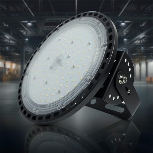 【爆光・連結可能】UFO型 LED高天井灯 100W/200W LED投光器 ワークライト投光器 ★防雨型 IP65防水防塵 連結プラグあり 電源内蔵 工事現場作業灯 看板灯 駐車場 ガレージ 倉庫 野外 工事不用 (昼白色5000K, 10 5191dd6f