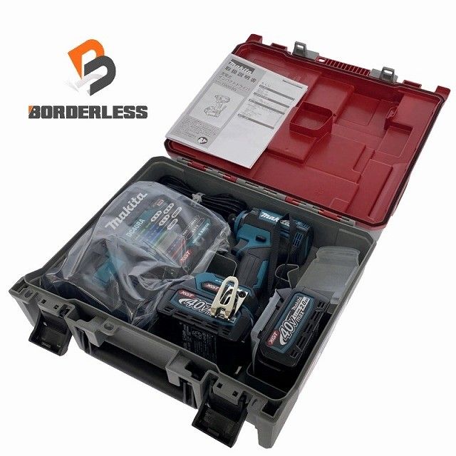 ☆未使用品☆makita マキタ 40Vmax 充電式インパクトドライバー TD003GRAX 青/ブルー バッテリー2個(2.0Ah) 充電器 ケース付129497