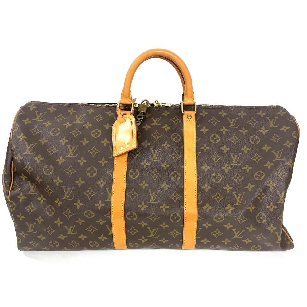 ルイヴィトン LOUIS VUITTON キーポル55 ボストンバッグ モノグラム キャンバス レザー M41424 ブラウン ゴールド金具【中古】
