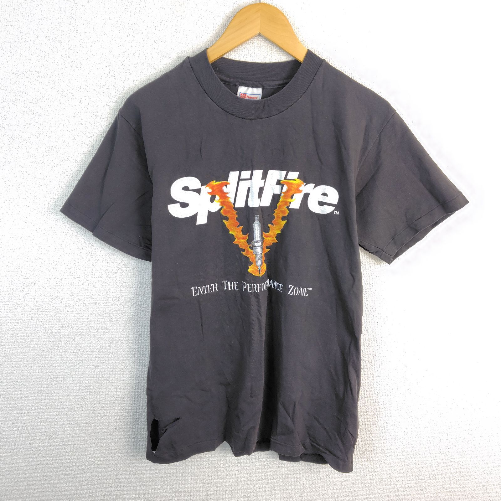 90s Hanes ヘインズ SplitFire スプリットファイア モーターTシャツ ブラック ADULT M メンズ 古着 ストリート アメカジ