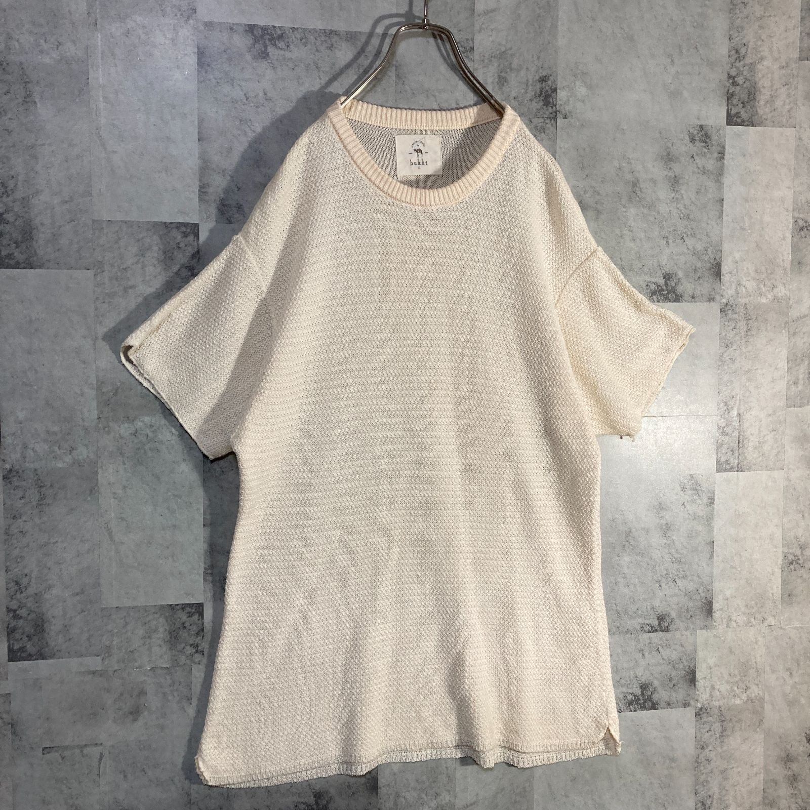 日本製 bukht ブフト 半袖コットンニット アイボリー - メルカリ