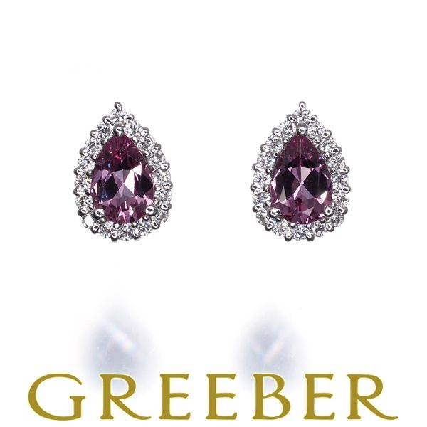 マラヤガーネット 0.40ct/0.43ct ダイヤ ダイヤモンド ペアシェイプ Petal ピアス Pt900 保 #194644