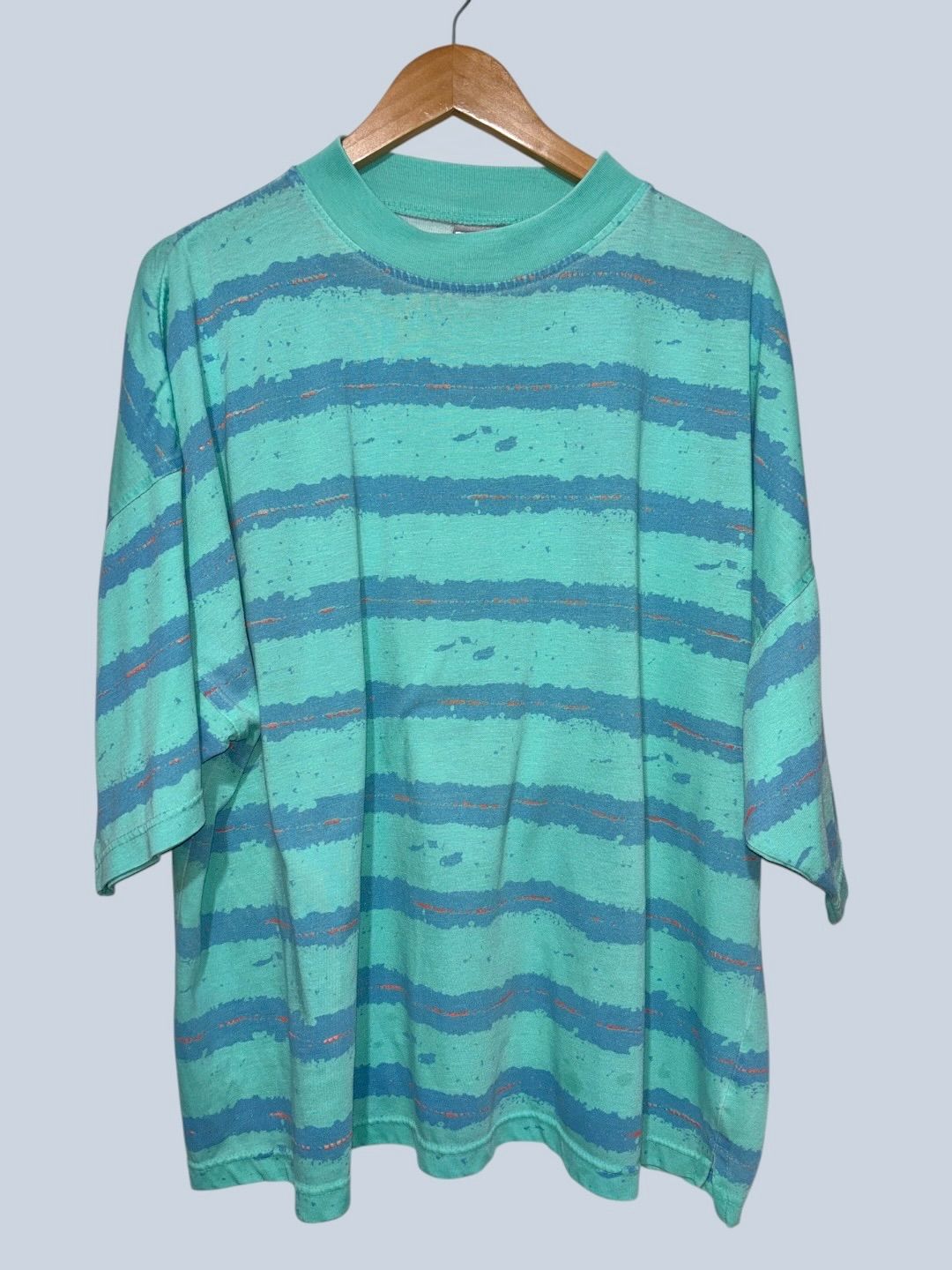 90s OLD SURF OP BIG S/S Tee XL OCEAN PACIFIC ボーダーTシャツ ティファニーカラー オールドサーフ 古着